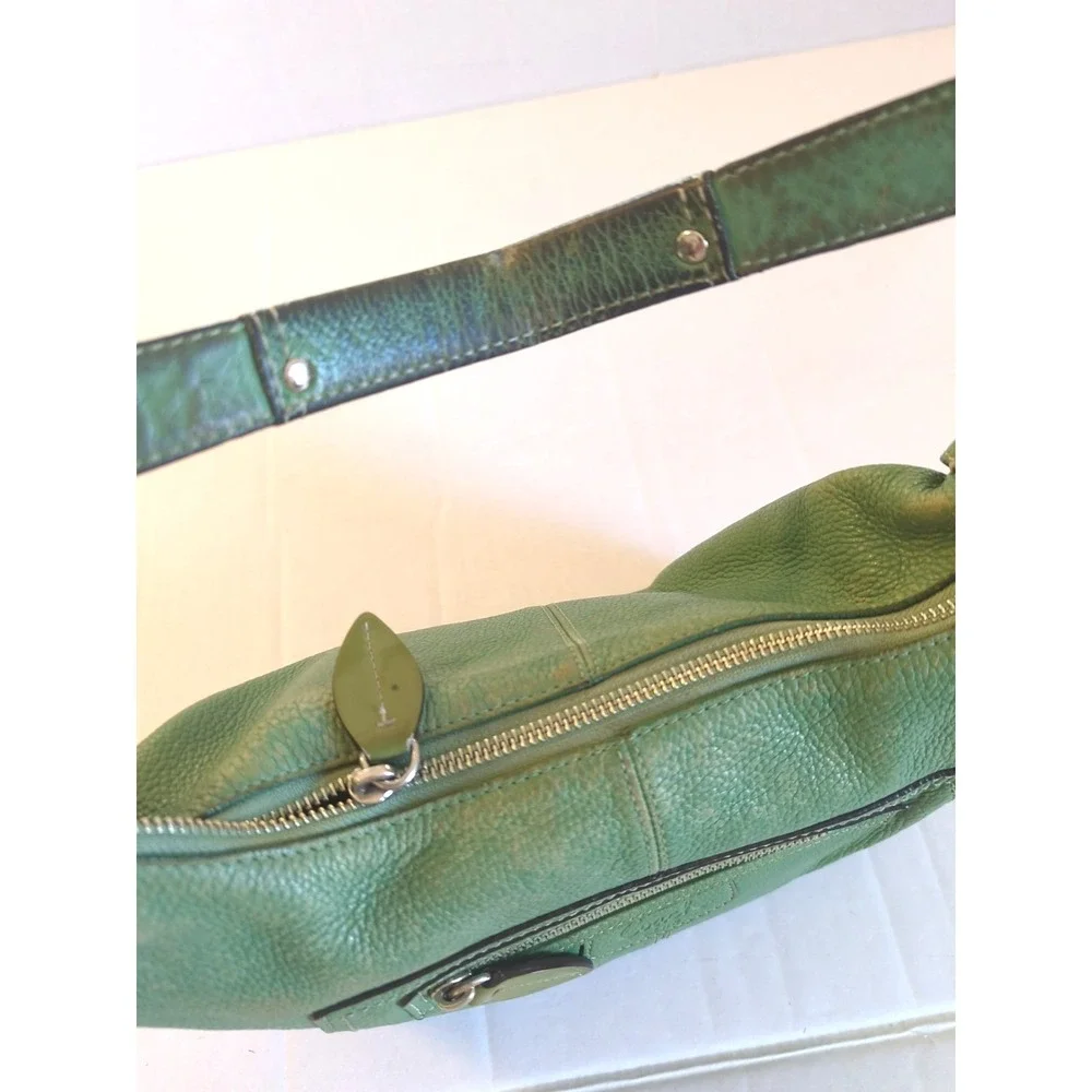 Rare Authentic Vtg Coach Penelope Shoulder Bag Leaf Green Pebbled Leather - Picture 8 of 11